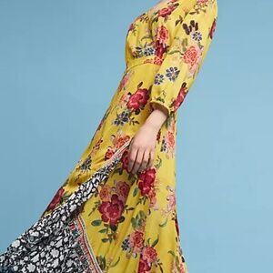Anthropologie Farm Rio Sunlit Floral Maxi Iconic Women’s Ruffle Wrap Midi Dress